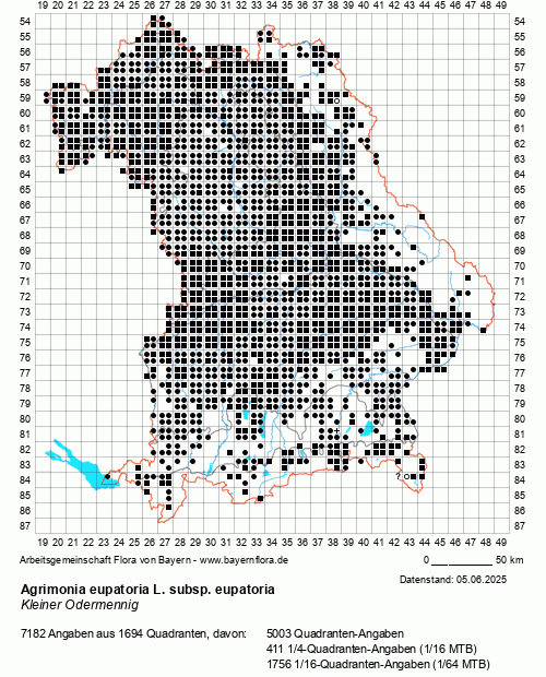 Die Verbreitungskarte zu Agrimonia eupatoria L. subsp. eupatoria wird geladen ...