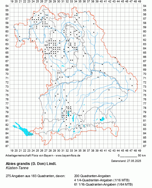 Die Verbreitungskarte zu Abies grandis (D. Don) Lindl. wird geladen ...