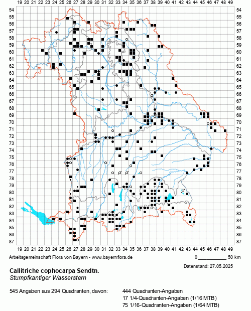 Die Verbreitungskarte zu Callitriche cophocarpa Sendtn. wird geladen ...