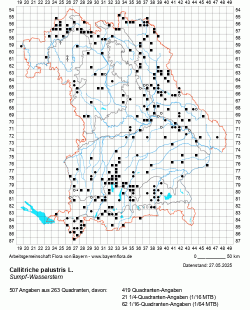 Die Verbreitungskarte zu Callitriche palustris L. wird geladen ...