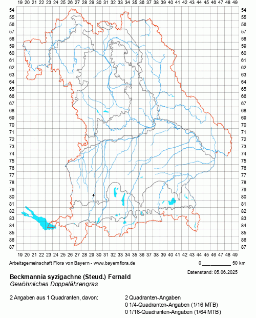 Die Verbreitungskarte zu Beckmannia syzigachne (Steud.) Fernald wird geladen ...