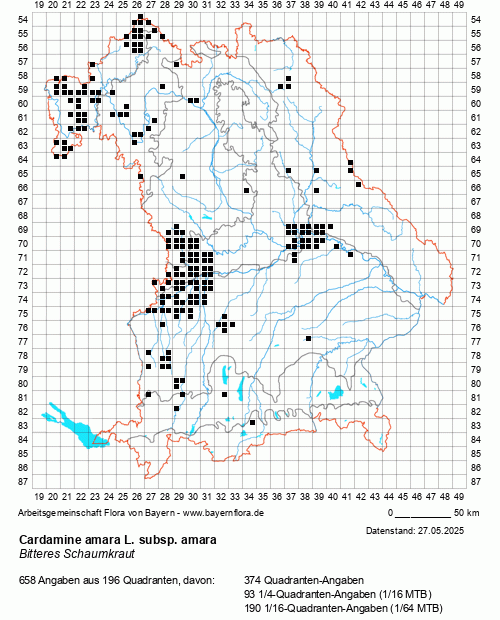 Die Verbreitungskarte zu Cardamine amara L. subsp. amara wird geladen ...