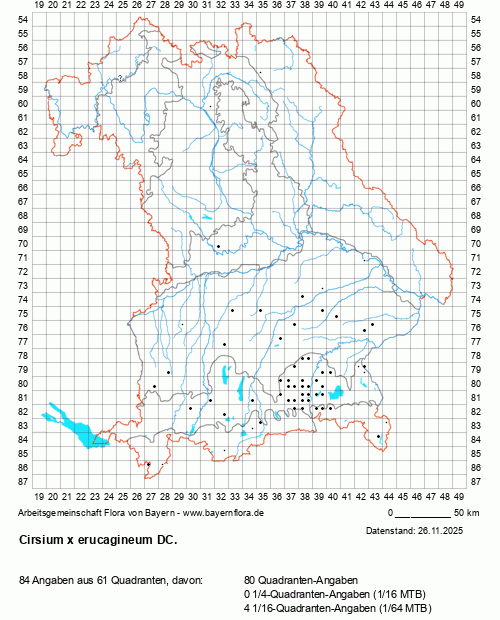 Die Verbreitungskarte zu Cirsium x erucagineum DC. wird geladen ...
