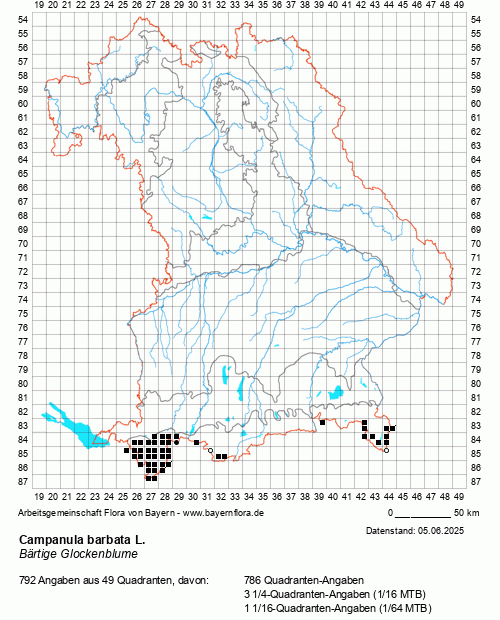 Die Verbreitungskarte zu Campanula barbata L. wird geladen ...