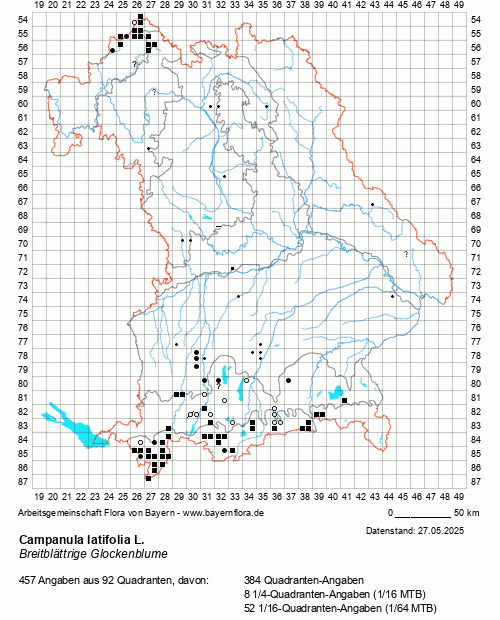 Die Verbreitungskarte zu Campanula latifolia L. wird geladen ...
