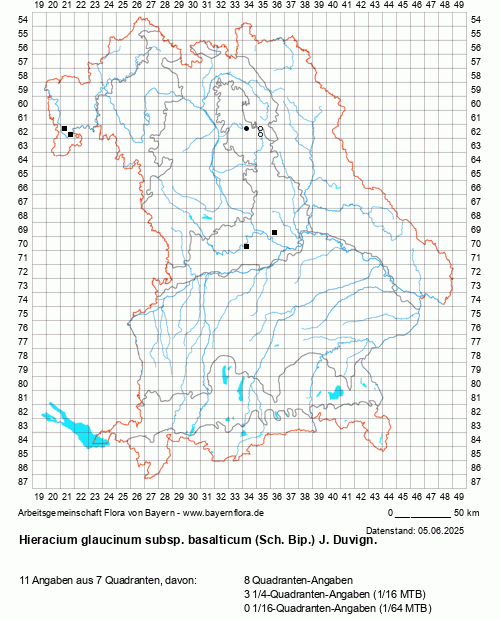 Die Verbreitungskarte zu Hieracium glaucinum subsp. basalticum (Sch. Bip.) J. Duvign. wird geladen ...