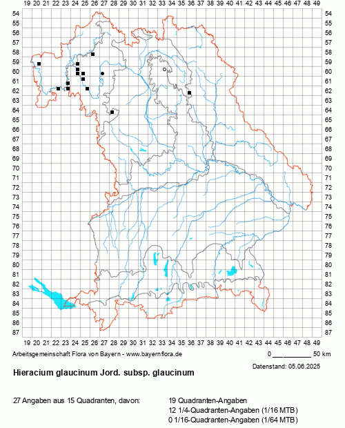 Die Verbreitungskarte zu Hieracium glaucinum Jord. subsp. glaucinum wird geladen ...