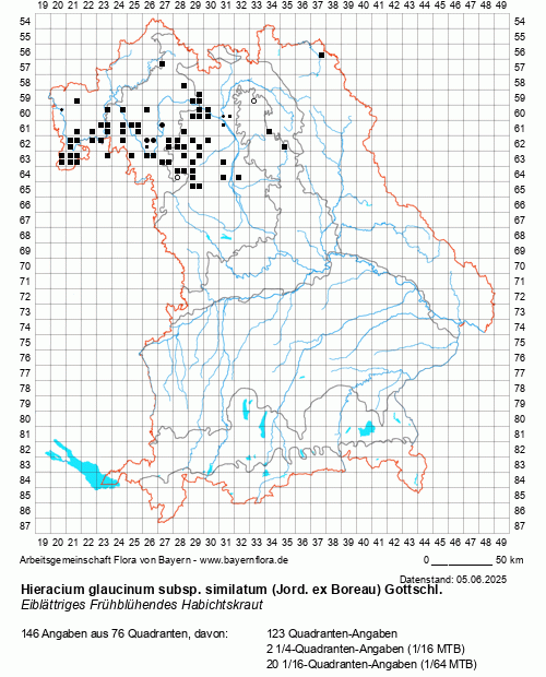 Die Verbreitungskarte zu Hieracium glaucinum subsp. similatum (Jord. ex Boreau) Gottschl. wird geladen ...