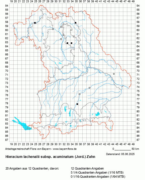 Die Verbreitungskarte zu Hieracium lachenalii subsp. acuminatum (Jord.) Zahn wird geladen ...