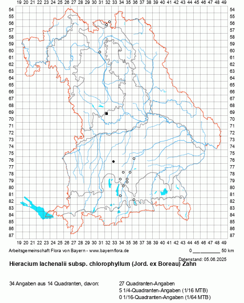 Die Verbreitungskarte zu Hieracium lachenalii subsp. chlorophyllum (Jord. ex Boreau) Zahn wird geladen ...