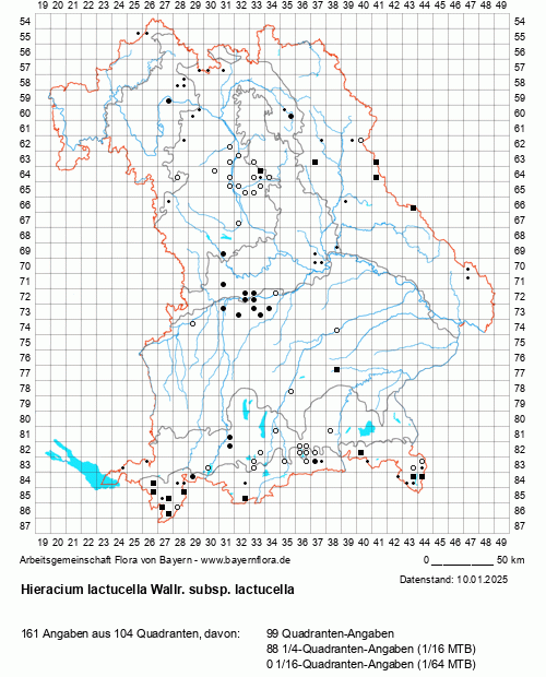 Die Verbreitungskarte zu Hieracium lactucella Wallr. subsp. lactucella wird geladen ...