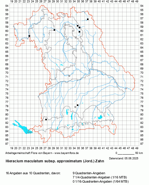 Die Verbreitungskarte zu Hieracium maculatum subsp. approximatum (Jord.) Zahn wird geladen ...