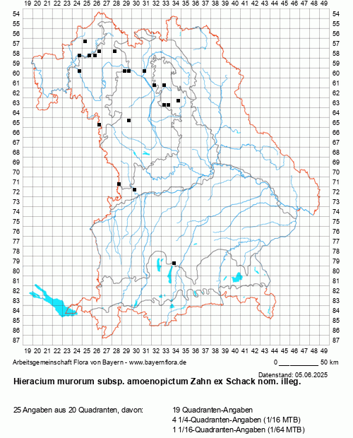 Die Verbreitungskarte zu Hieracium murorum subsp. amoenopictum Zahn ex Schack wird geladen ...