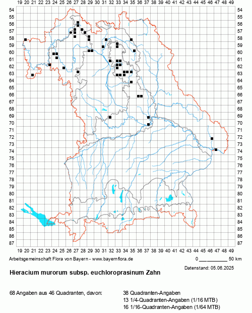 Die Verbreitungskarte zu Hieracium murorum subsp. euchloroprasinum Zahn wird geladen ...