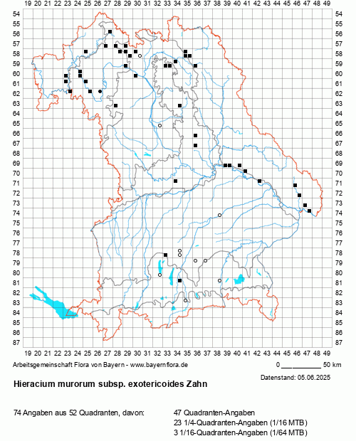 Die Verbreitungskarte zu Hieracium murorum subsp. exotericoides Zahn wird geladen ...