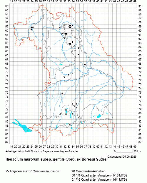 Die Verbreitungskarte zu Hieracium murorum subsp. gentile (Jord. ex Boreau) Sudre wird geladen ...