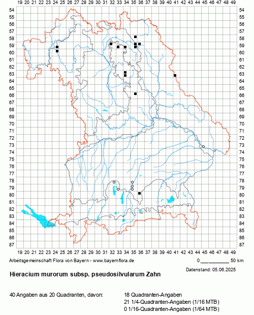 Die Verbreitungskarte zu Hieracium murorum subsp. pseudosilvularum Zahn wird geladen ...