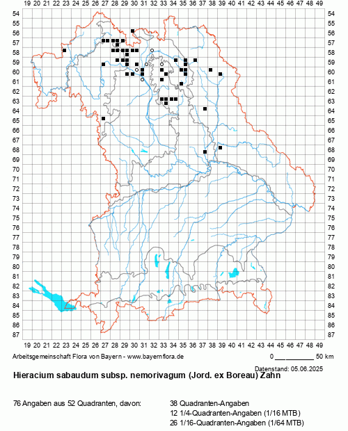 Die Verbreitungskarte zu Hieracium sabaudum subsp. nemorivagum (Jord. ex Boreau) Zahn wird geladen ...