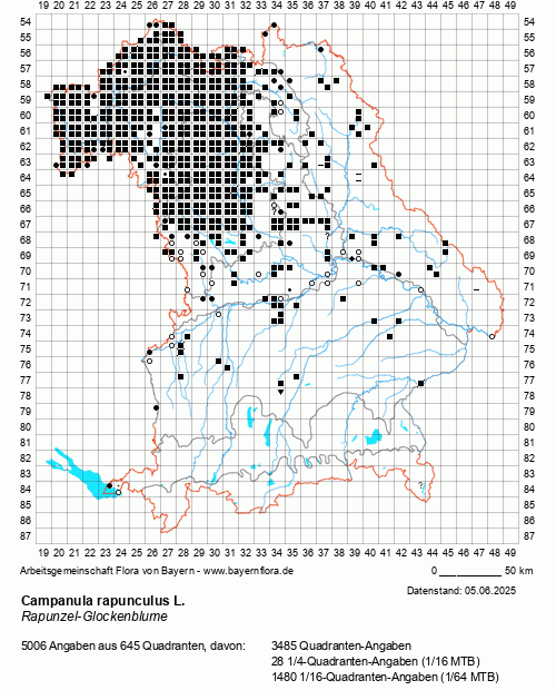 Die Verbreitungskarte zu Campanula rapunculus L. wird geladen ...