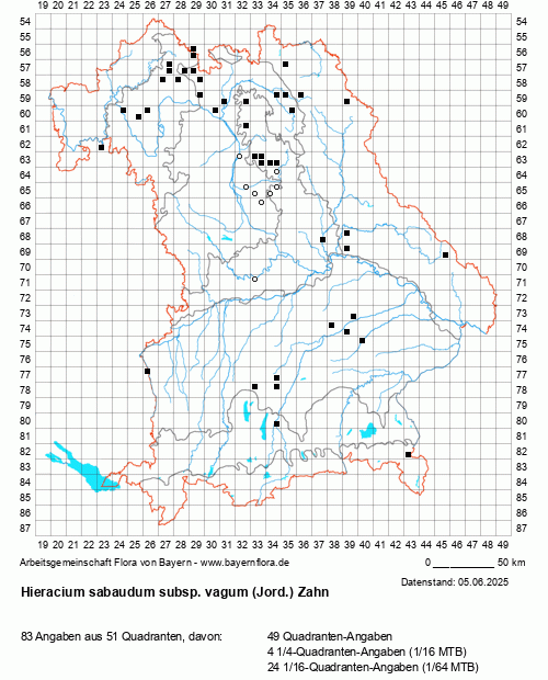 Die Verbreitungskarte zu Hieracium sabaudum subsp. vagum (Jord.) Zahn wird geladen ...