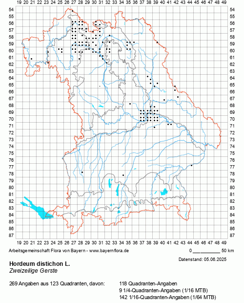 Die Verbreitungskarte zu Hordeum distichon L. wird geladen ...