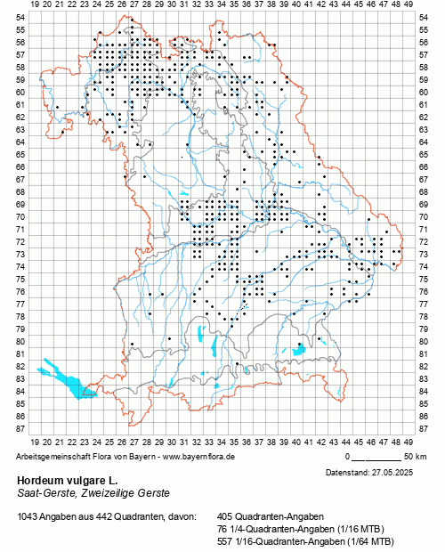 Die Verbreitungskarte zu Hordeum vulgare L. wird geladen ...