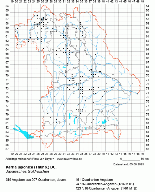 Die Verbreitungskarte zu Kerria japonica (Thunb.) DC. wird geladen ...