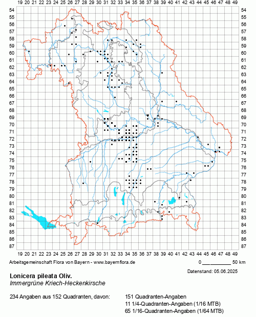 Die Verbreitungskarte zu Lonicera pileata Oliv. wird geladen ...