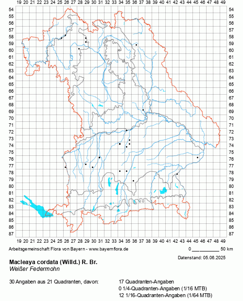 Die Verbreitungskarte zu Macleaya cordata (Willd.) R. Br. wird geladen ...