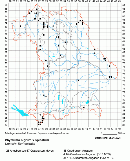 Die Verbreitungskarte zu Phyteuma nigrum x spicatum wird geladen ...