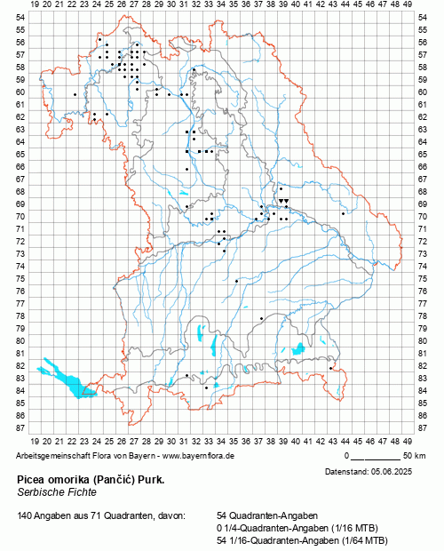 Die Verbreitungskarte zu Picea omorika (Pančić) Purk. wird geladen ...