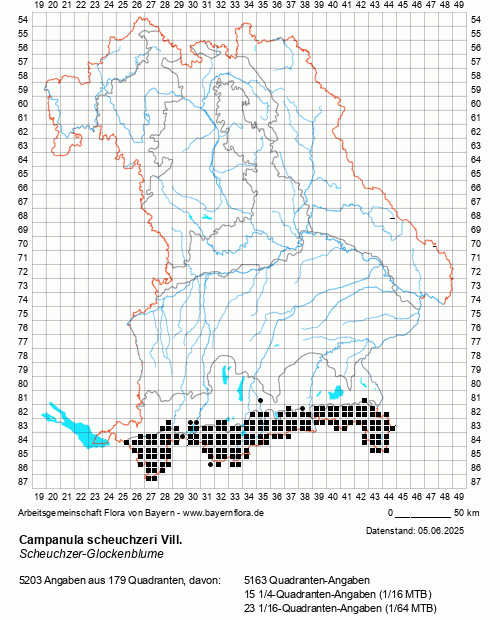 Die Verbreitungskarte zu Campanula scheuchzeri Vill. wird geladen ...