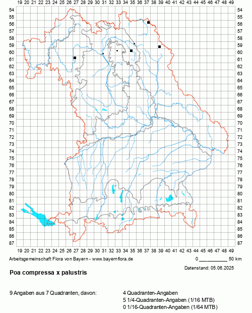 Die Verbreitungskarte zu Poa compressa x palustris wird geladen ...