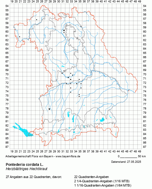 Die Verbreitungskarte zu Pontederia cordata L. wird geladen ...