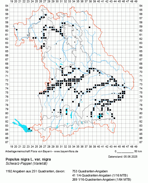 Die Verbreitungskarte zu Populus nigra L. var. nigra wird geladen ...