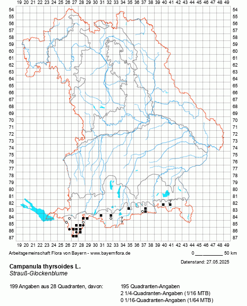 Die Verbreitungskarte zu Campanula thyrsoides L. wird geladen ...