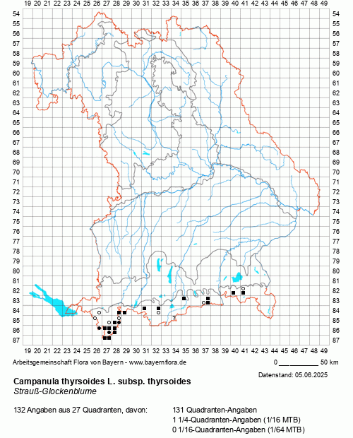 Die Verbreitungskarte zu Campanula thyrsoides L. subsp. thyrsoides wird geladen ...