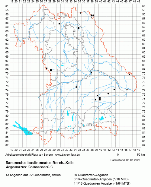 Die Verbreitungskarte zu Ranunculus basitruncatus Borch.-Kolb wird geladen ...