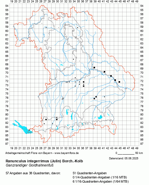 Die Verbreitungskarte zu Ranunculus integerrimus (Julin) Borch.-Kolb wird geladen ...