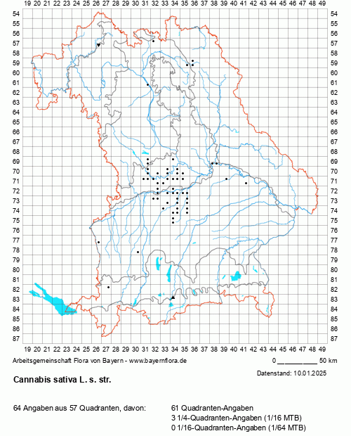 Die Verbreitungskarte zu Cannabis sativa L. s. str. wird geladen ...