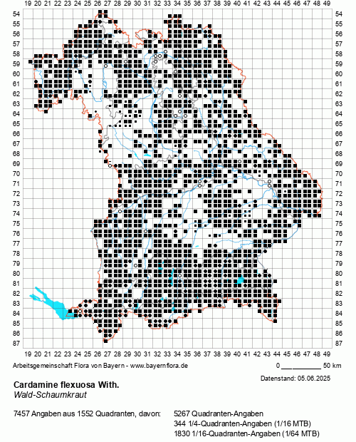Die Verbreitungskarte zu Cardamine flexuosa With. wird geladen ...