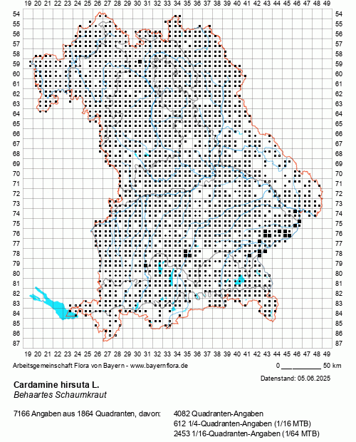Die Verbreitungskarte zu Cardamine hirsuta L. wird geladen ...