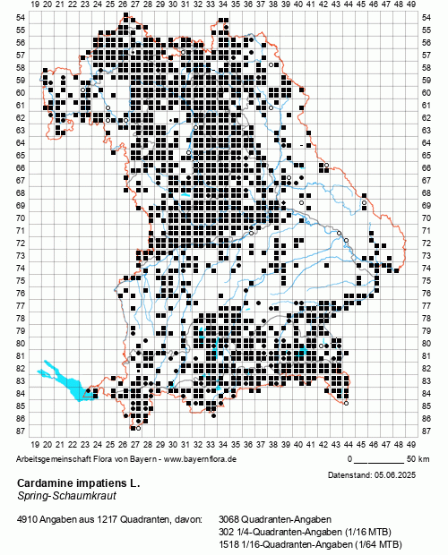 Die Verbreitungskarte zu Cardamine impatiens L. wird geladen ...