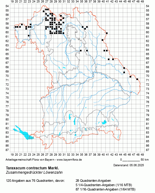 Die Verbreitungskarte zu Taraxacum contractum Markl. wird geladen ...