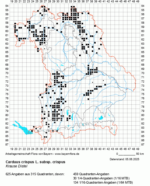 Die Verbreitungskarte zu Carduus crispus L. subsp. crispus wird geladen ...