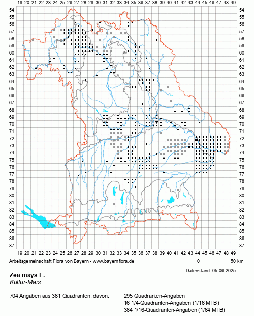 Die Verbreitungskarte zu Zea mays L. wird geladen ...