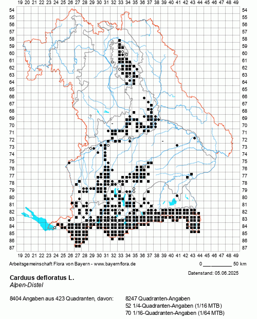 Die Verbreitungskarte zu Carduus defloratus L. wird geladen ...