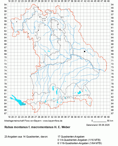 Die Verbreitungskarte zu Rubus montanus f. macromontanus H. E. Weber wird geladen ...