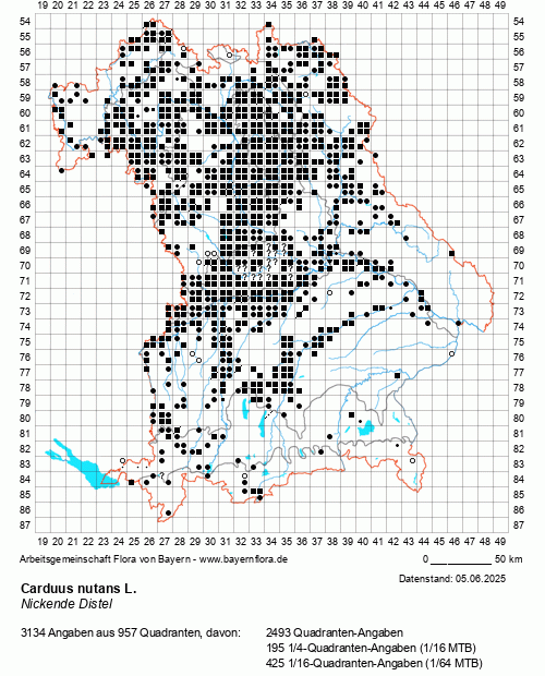 Die Verbreitungskarte zu Carduus nutans L. wird geladen ...