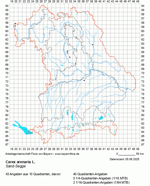 Die Verbreitungskarte zu Carex arenaria L. wird geladen ...